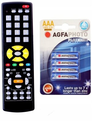 UNIWERSALNY PILOT DO TV 10w1 + 4x baterie AGFA
