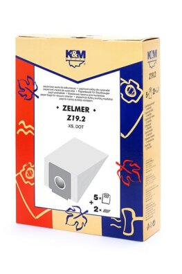 5x Worki papierowe K&M Z19.2 do odkurzaczy ZELMER DOT XS oraz SENCOR SVC65