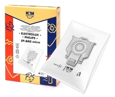 Worki flizelinowe K&M EP-BAG MICRO 4 szt. do odkurzaczy Electrolux AEG Philips