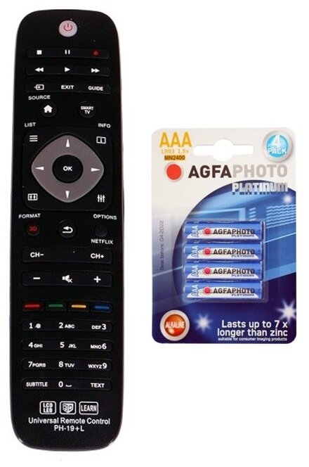 UNIWERSALNY PILOT DO TV PHILIPS +4x baterie AGFA