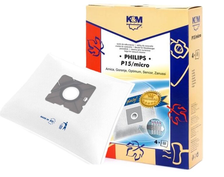 4x Worki flizelinowe K&M P15 MICRO do odkurzaczy AMICA ZELMER GORENJE 