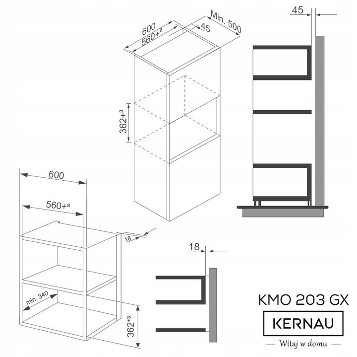 Kuchenka mikrofalowa do zabudowy KMO 203 G X 20L 800W (2)