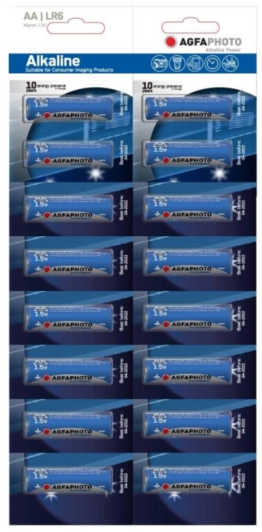 BATERIE ALKALICZNE AGFA paluszkiAA LR6 12V 16 szt