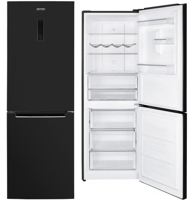 Lodówka z zamrażalnikiem dolnym Total No Frost MPM-357-FF-49 czarna 185cm