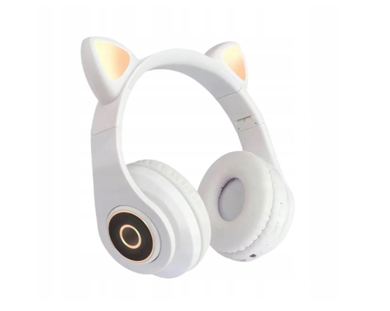 SŁUCHAWKI BLUETOOTH B39 BIAŁE KOCIE USZKA