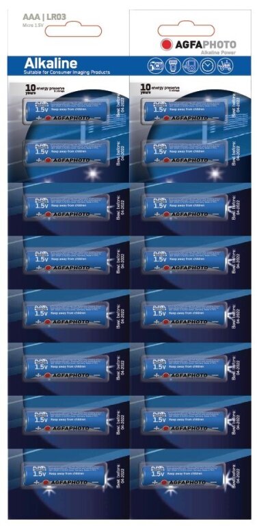 Agfa baterie alkaliczne AAA LR03 małe paluszki x16