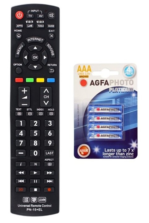 UNIWERSALNY PILOT DO TV PANASONIC +4x baterie AGFA