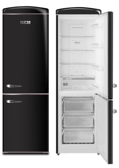 Lodówka z zamrażalnikiem Total No Frost MPM-375-FR-53 RETRO czarna195cm