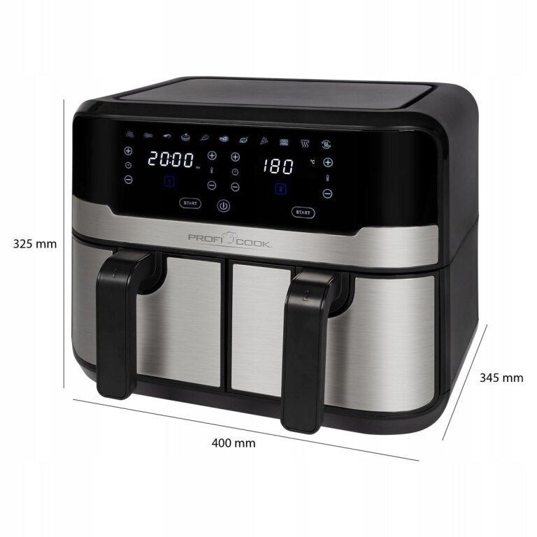 FRYTKOWNICA BEZTŁUSZCZOWA 9L XXL PODWÓJNA AIR FRYER 2400W FRYTOWNICA 2KOSZE (8)