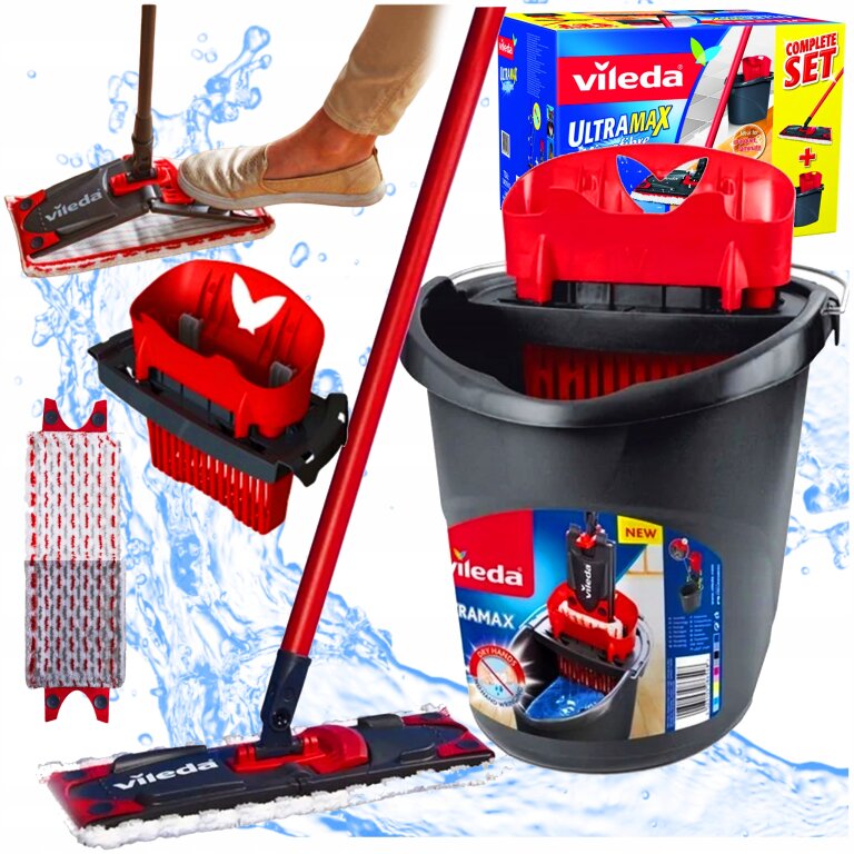 Wiadro i mop płaski Vileda ultramax 2in1 MOP PŁASKI 35 cm + rękawice (5)