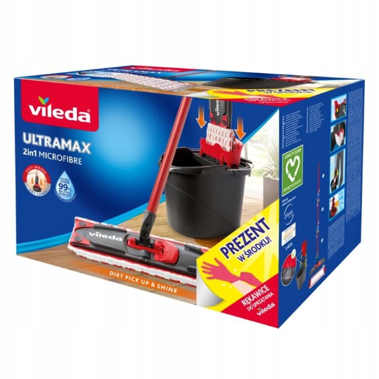 Wiadro i mop płaski Vileda ultramax 2in1 MOP PŁASKI 35 cm + rękawice (2)